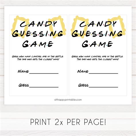 Free Printable Candy Guessing Game