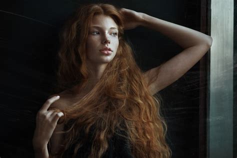 Women Model Redhead Long Hair Looking At Viewer Karoline Kate Women Outdoors Portrait Display