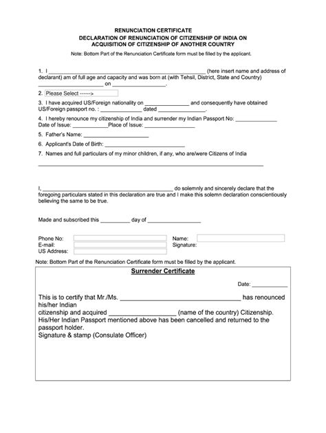 Renunciation Certificate Form Pdf Fill Out And Sign Online Dochub