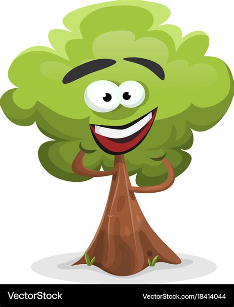 Funny Cartoon Tree Character Royalty Free Vector Image