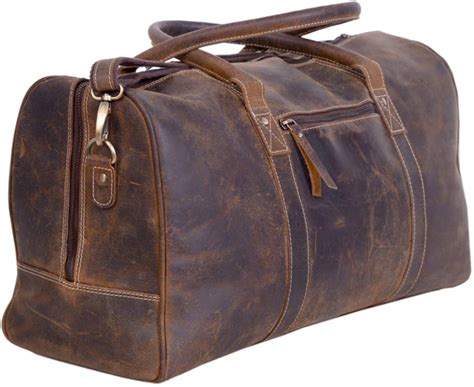 Komalc Leather Travel Bag For Men And Women Weekend Bag Duffle Bag