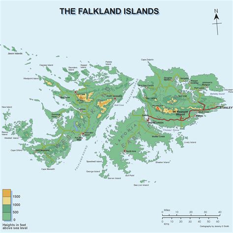 Falkland Islands Elevation Map Falkland Islands Mappery Falkland