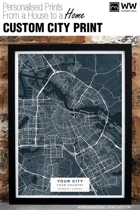 Personalised Custom City Print Town Map Map Poster Wall Etsy City