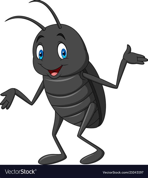 Cartoon Happy Black Beetle Royalty Free Vector Image