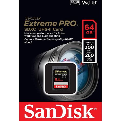 Sandisk Extreme Pro 64gb Uhs Ii V90 Sdxc Memory Card