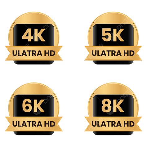 gambar tombol emas 4k ultra hd ikon 5k label 6k dan set lencana 8k tombol 4k ultra hd tombol