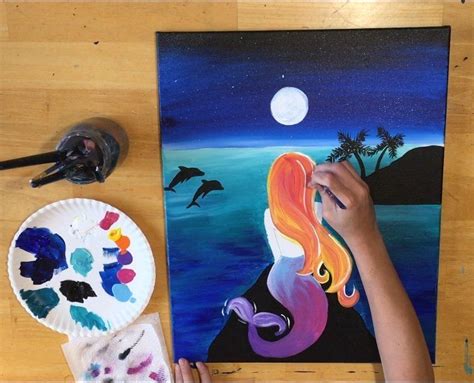 How To Paint A Mermaid Step By Step Painting Tutorial Mermaid Paintings Canvas Mermaid Canvas