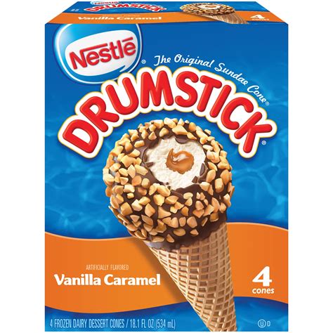 Drumstick Vanilla Caramel Ice Cream Cones 4 Ct Box