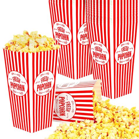 Buy 25 Pack Movie Theater Popcorn Boxes Disposable Red And White