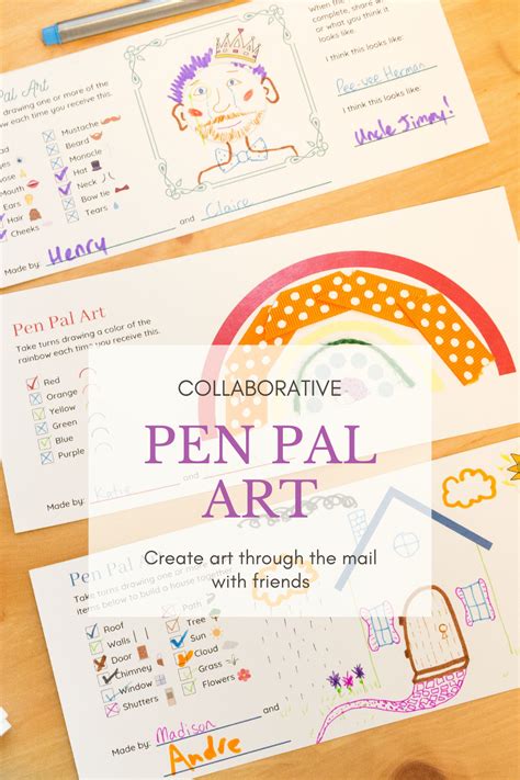Pen Pal Art Kit Set Of Collaborative Activity Cards For Kids Etsy