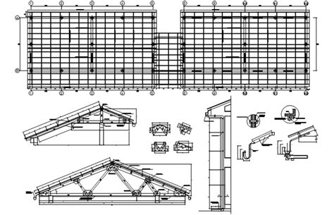 Cover Plan Roof Section And Roof Construction Drawing Details Dwg File