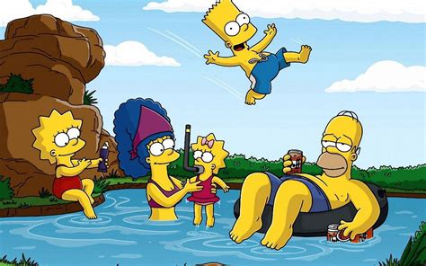 The Simpsons Swimming In Blue Water Movie Scene The Simpsons Homer Simpson Marge Simpson Bart