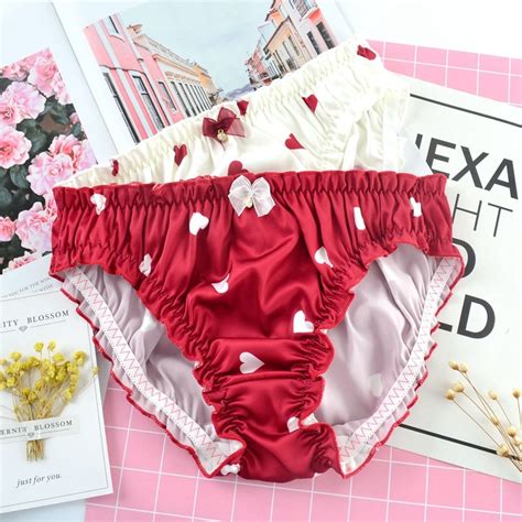 Sexy Heart Satin Full Back Knickers Briefs Panties Lingerie Full Back