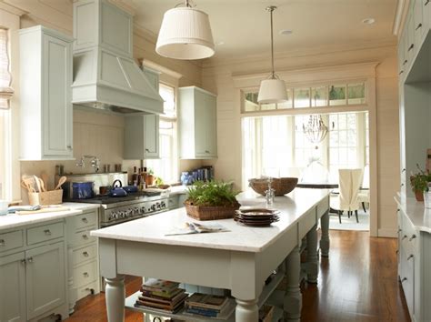 Gray Green Kitchen Cabinets Cottage Kitchen Tammy Connor Interior