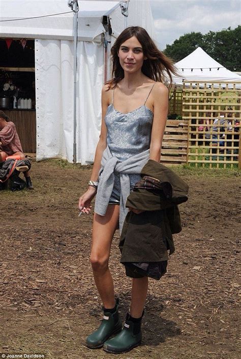 Alexa Chung Wears Silver Space Age Short Jumpsuit At Glastonbury On Sunday Music Festival