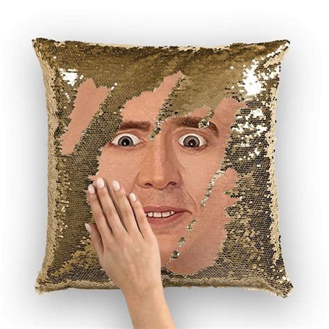 Nicolas Cage Surprised Face Sequin Pillow Nicolas Cage Sequin Pillows