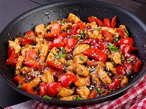 For this stir fry you'll need a celery stalk, a large carrot and a red sweet pepper. Stir-Fry Chicken - Kettle's