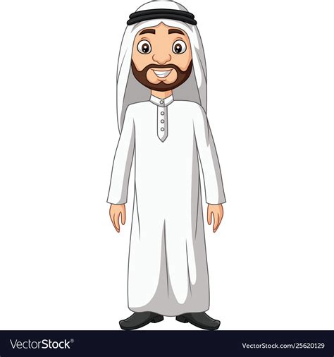Cartoon Saudi Arab Man In White Clothes Royalty Free Vector