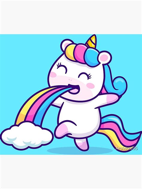 Cute Unicorn Puking Rainbow Poster For Sale By Artadore95 Redbubble