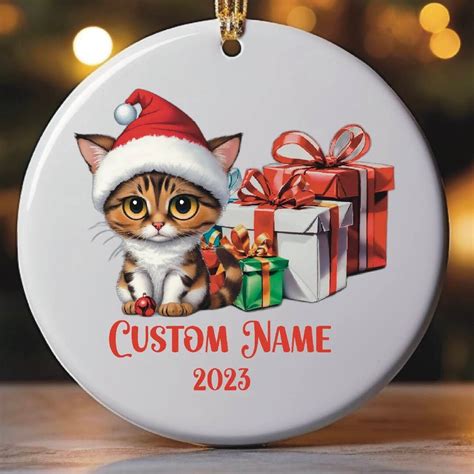 Cute Personalized Calico Kitten Cat Ornament Custom Name Etsy