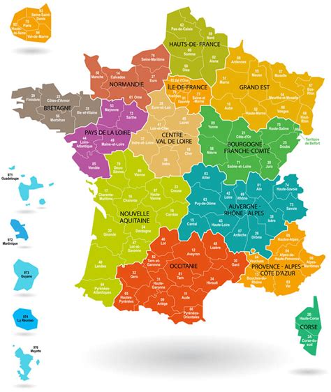 France Departments And Regions Map Rhea Velvet