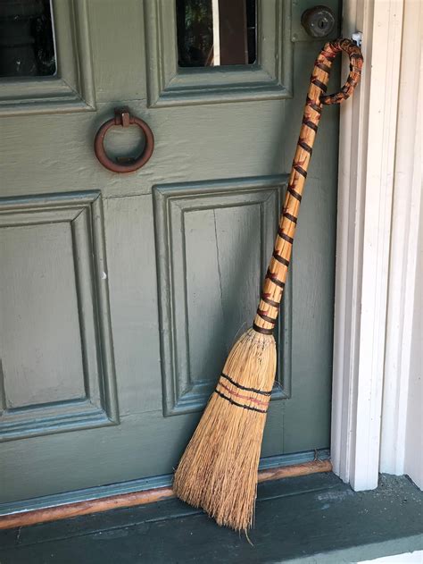 Antique American Hearth Corn Broom With Wrapped Wicker Etsy