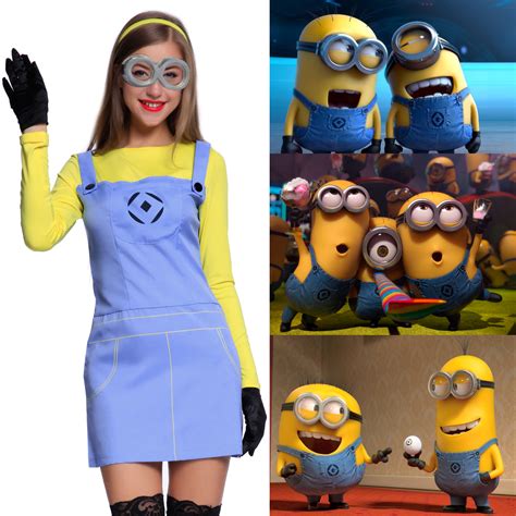 Womens Despicable Me Costume Female Minion Outfit Hen Night Fancy Dress