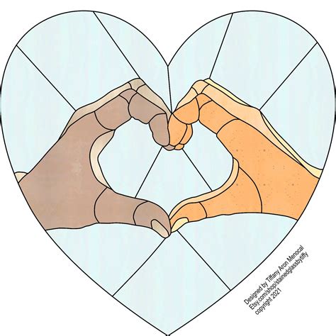 Heart Hands Love Stained Glass Pattern Digital Download Etsy