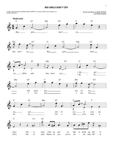 Don't understand the meaning of the song? The Four Seasons - Big Girls Don't Cry sheet music