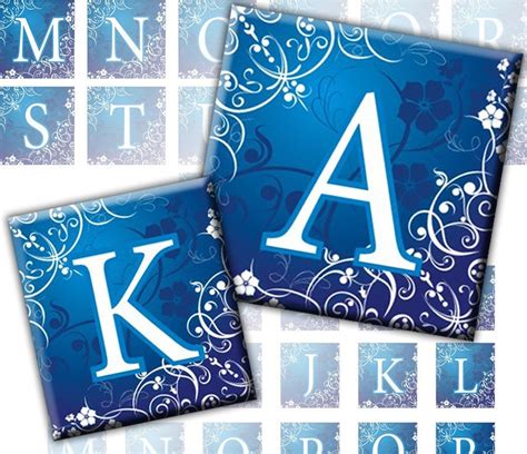 The english alphabet consists of 26 letters: Blue Swirls and flowers Alphabet Letters 2-in-1 digital | Etsy