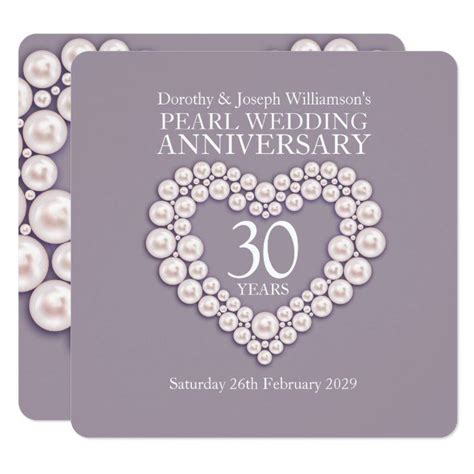 Th Anniversary Card With Pearls In The Shape Of A Heart