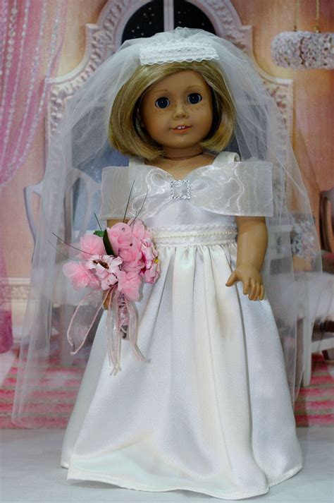 American Girl Doll Fashion Anya Wedding Gown With Full Length Veil Doll Wedding Dress Doll