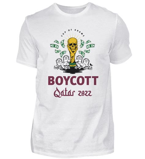 Boycott Qatar 2022 White Herren Basic T Shirt Shirteede Online