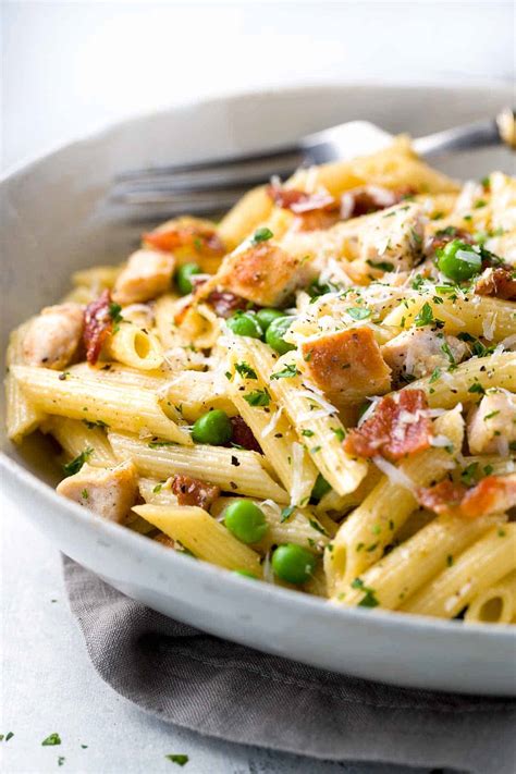 Chicken Carbonara with Penne Pasta - Jessica Gavin