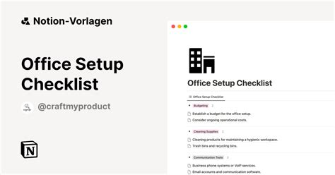 Office Setup Checklist Notion Vorlage