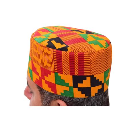 African Kufi Kente Print Hat Unisex Traditional Cap Black History Month Size57cm Afrika En6690475