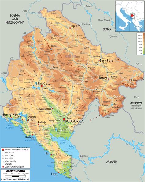 Physical Map Of Montenegro Ezilon Maps