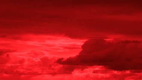 Time Lapse Footage Of Bloody Red Clouds In The Red Sky Bad Omen Stock