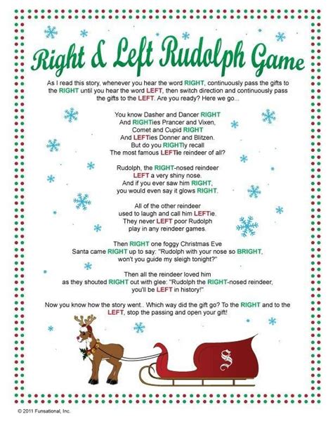 left and right game rudolph the reindeer preschool christmas preschool christmas party