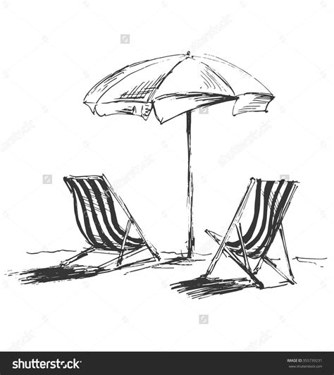 How To Draw A Beach Chair And Umbrella