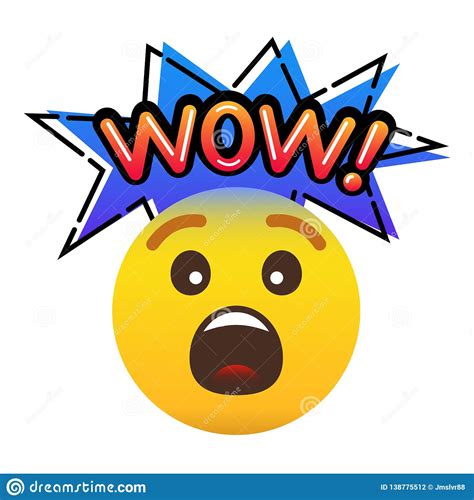 Emoticon Face Emotional Scream Wow! Stock Vector - Illustration of icon