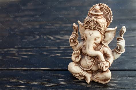 Hindu God Ganesh On Black Background High Quality Abstract Stock
