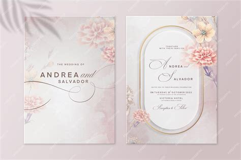 Premium Psd Elegant Wedding Invitation Template With Pink Flower