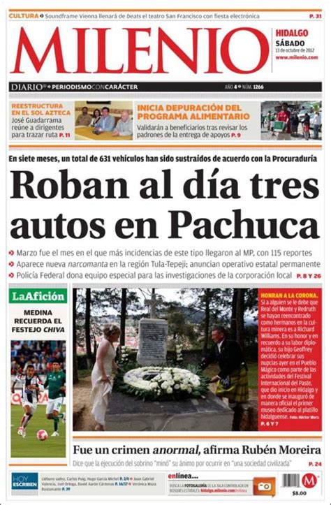 Lea todas las noticias más destacadas del ámbito político, económico y social en rt. Periódico Milenio de Hidalgo (México). Periódicos de ...