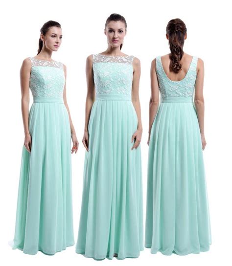 Mint Long Lace Chiffon Bridesmaid Dress Straps By Harsuccthing Mint