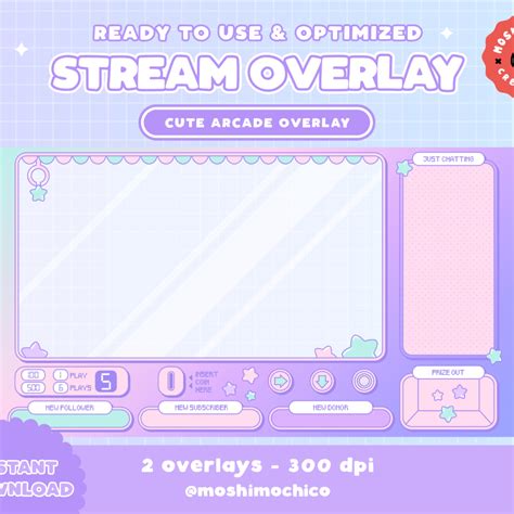 Twitch Stream Overlay Cute Iridescent Rainbow Star Arcade Etsy Canada