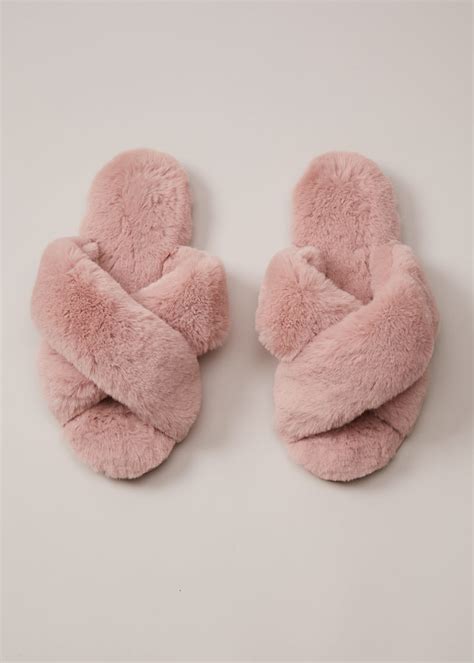 Pink Faux Fur Slider Slippers