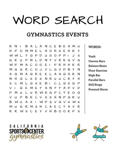 Gymnastics Events Word Search Gymnastics Events Gymnastics Floor Workouts