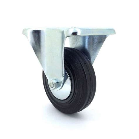 Industrial Black Rubber Castor Wheel 100 Mm Diameter With Fixed Plate