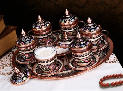 Handmade Ottoman Turkish Coffee Set Espresso Cup Saucer Copper